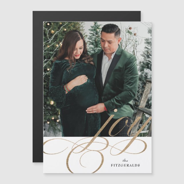 Festividad blanca y de oro florece imán navideño d (Anverso/Reverso)