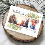 Festividad Botánica de Fotos de Feliz Navidad Gold<br><div class="desc">Buscando una tarjeta de vacaciones única que realmente destacará? Mira nuestra tarjeta de postales para ferias navideñas de invierno verde de verano! Esta hermosa tarjeta contiene tres de tus fotos favoritas, rodeadas de festivos motivos rojos y verdes de invierno. La caligrafía moderna completa el aspecto, por lo que esta tarjeta...</div>