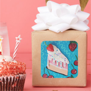 Festividad Cumpleaños Pastel de Fiesta Pegatina