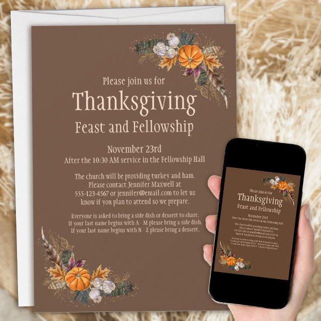 Festividad de Acción de Gracias + Invitación a la  (Thanksgiving Feast + Fellowship Church Invitation)