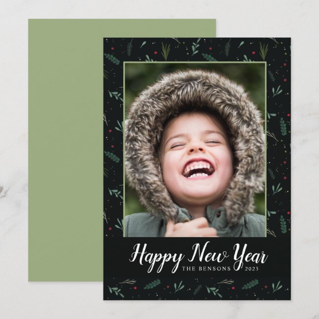 Festividad de Año Nuevo deja tarjeta de foto de Be (Anverso / Reverso)