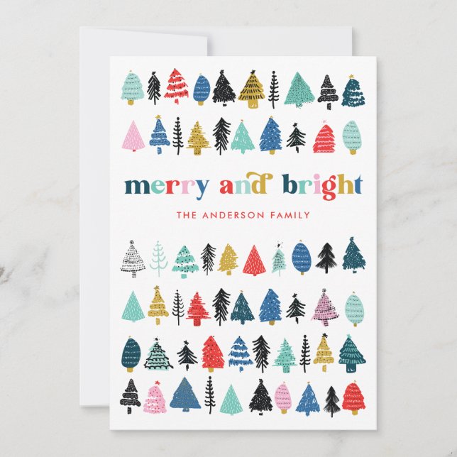 Festividad de árboles coloridos tarjeta no fotográ (Anverso)