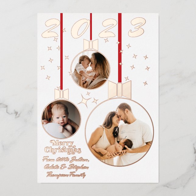 Festividad de Blanco Rojo Primera Navidad 3 Collag (Anverso)