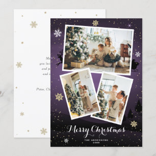 Festividad de invierno morada Tarjetas de fotos na