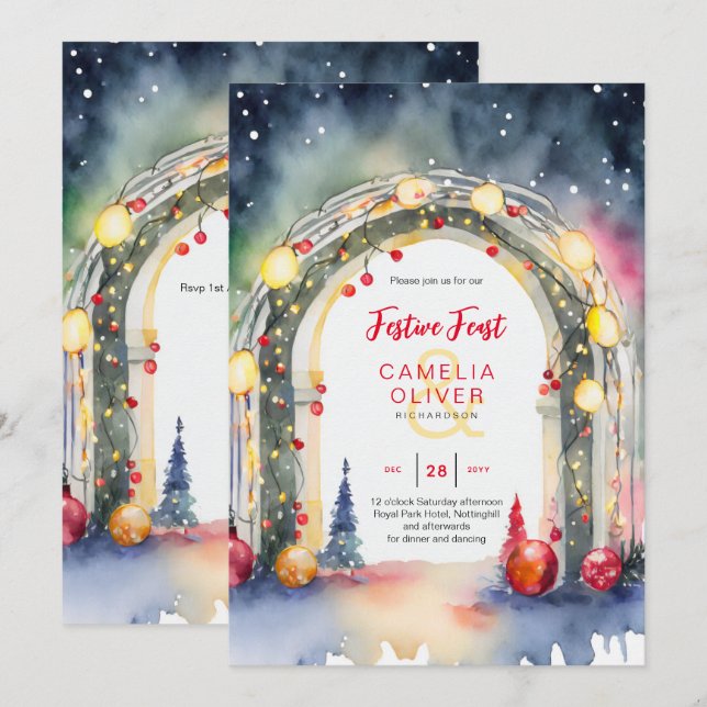 Festividad de Invitación a la Cena de navidades (Anverso / Reverso)