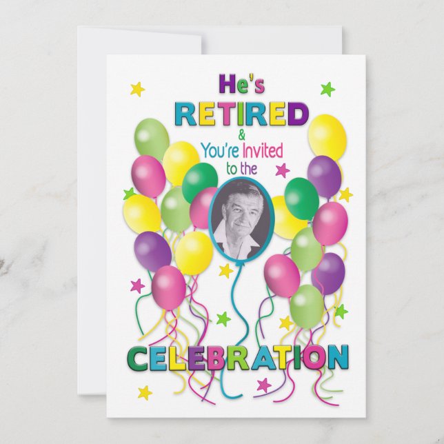 Festividad de invitación a la jubilación, globos y (Anverso)