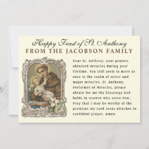 Festividad de la tarjeta de oración católica San A