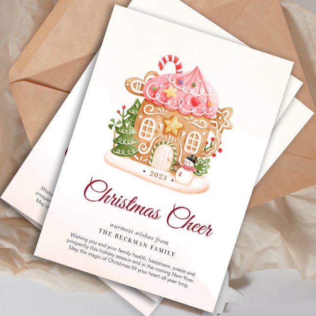 Festividad de la tarjeta de vacaciones de los Navi (Festive Gingerbread House Christmas Holiday Card)