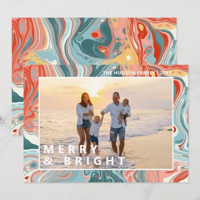 Festividad de Mármol Líquido moderno brillante y b (Anverso / Reverso)