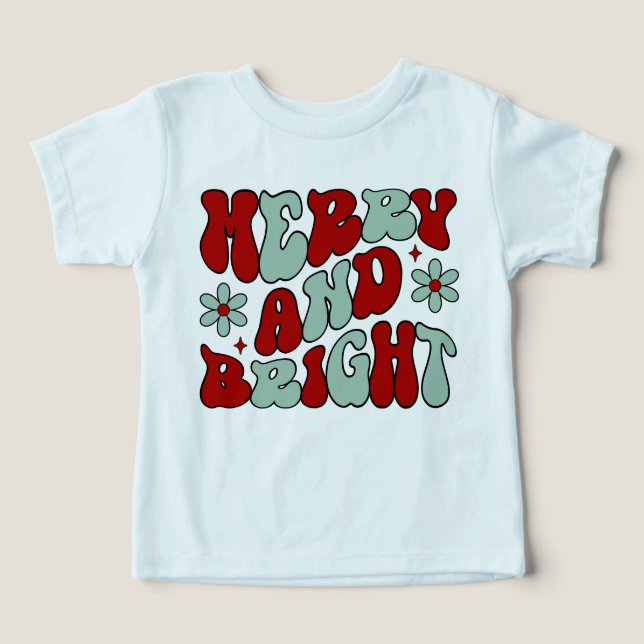 Festividad De Merry Y Bright Retro Groovy (Diseño delantero )