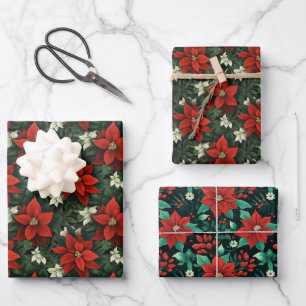 Festividad de Poinsettia Bliss: Diseño de papel pa