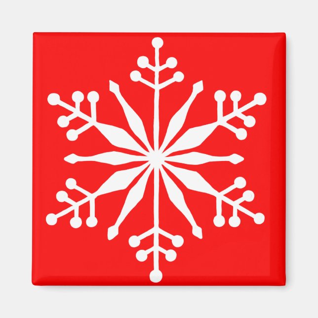 Festividad decorativa copo de nieve en un imán cua (Frente)