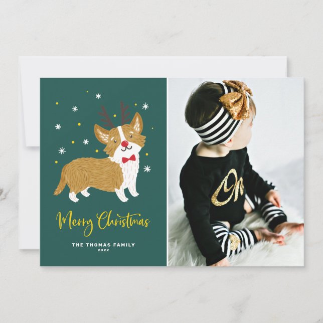 Festividad del reno de Corgi dulce, Feliz Navidad (Anverso)
