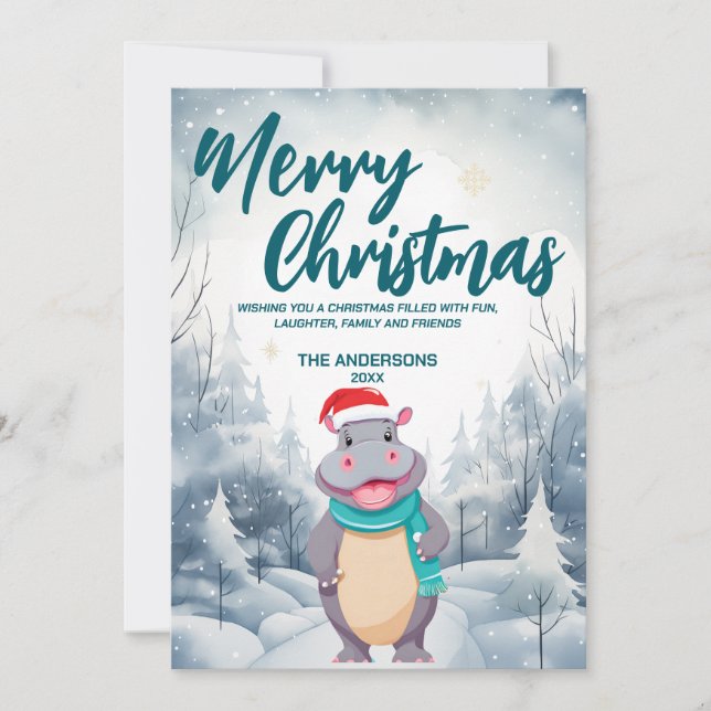 Festividad divertida HIPPO Feliz Navidad (Anverso)