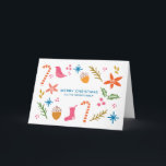 Festividad Doodles Tarjeta de felicitación navideñ<br><div class="desc">Una tarjeta de felicitación de vacaciones con doodles festivos.</div>