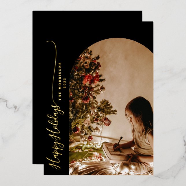 Festividad feliz moderna de dos Navidades de foto  (Anverso/Reverso)