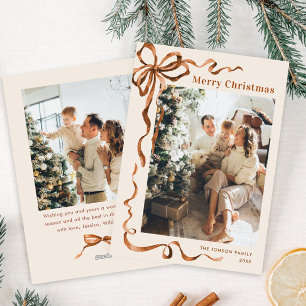 Festividad Feliz Navidad Boho Bow Ribbon 2 Foto