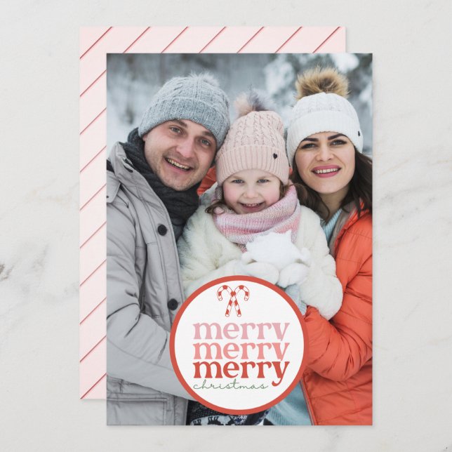 Festividad Feliz Navidad Candy Cane Red Green Phot (Anverso / Reverso)