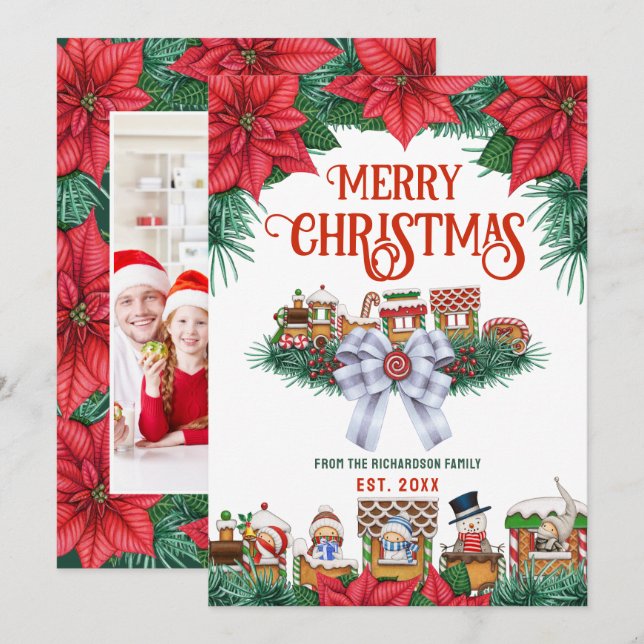 Festividad Feliz Navidad Floral Nombre personaliza (Anverso / Reverso)