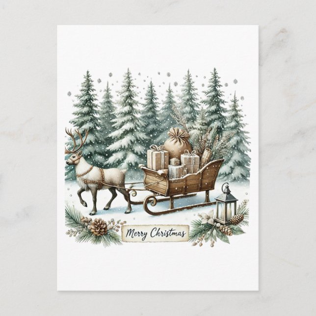 Festividad Feliz Navidad País de trineo de reno (Anverso)