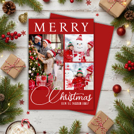 Festividad Feliz Navidad Tres Foto Rojo Y Blanco