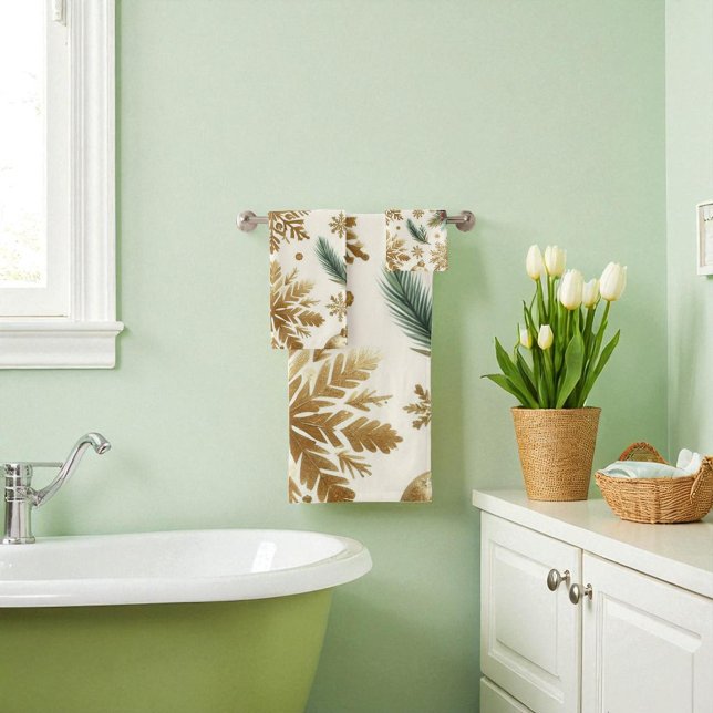 Festividad floral de copo de nieve con dorado verd (Subido por el creador)