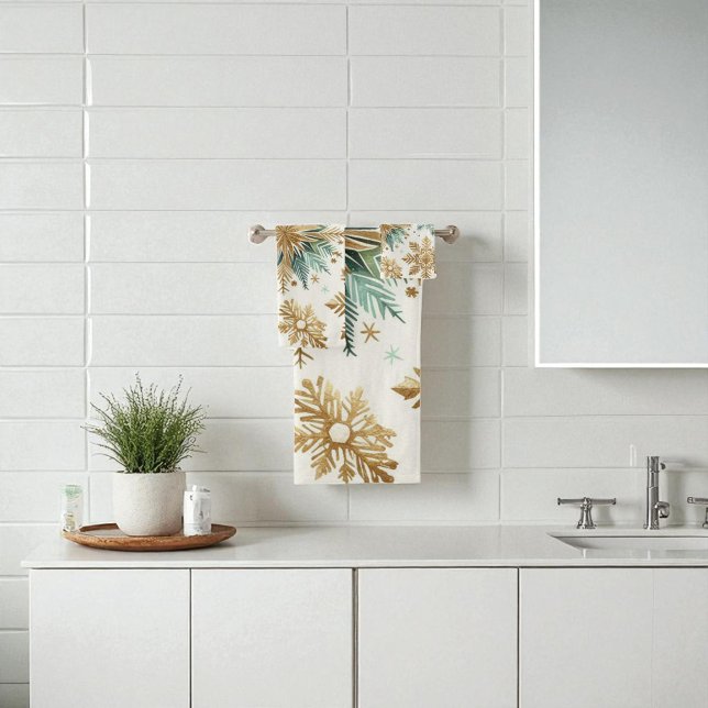 Festividad floral de copo de nieve con dorado verd (Subido por el creador)