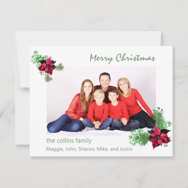 Festividad fotográfica de Poinsettia y Holly Green (Anverso)