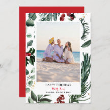 Festividad Green Pine Bough Berry Feliz Navidad