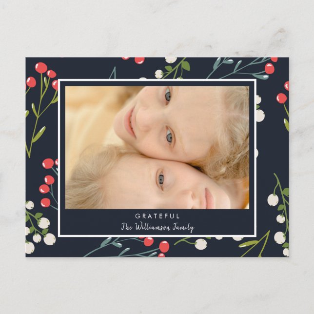 Festividad Holly Berries - Tarjeta de Navidades fo (Anverso)