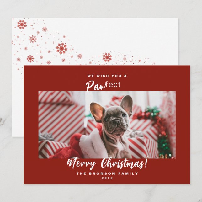 Festividad Mascota Foto Feliz tarjeta navideña (Anverso / Reverso)