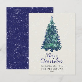 Festividad moderna árbol de Navidad azul y nevado