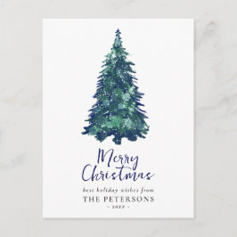 Festividad moderna árbol de Navidad azul y nevado