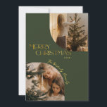 Festividad moderna Feliz Navidad Arco de Navidad F<br><div class="desc">Los días de tus amigos y seres queridos serán alegres y brillantes cuando reciban estas brillantes,  festivas tarjetas de Navidad verde y dorada de los bosques esta temporada de fiestas.</div>