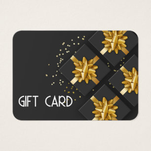 Festividad moderna Gold Bow Black Gift Box Tarjeta