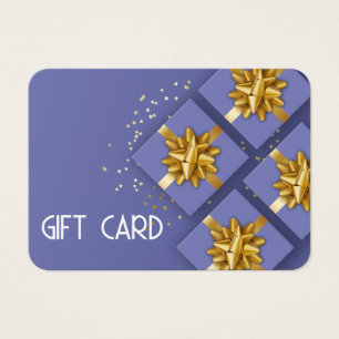 Festividad moderna Gold Bow Blue Gift Box Tarjeta