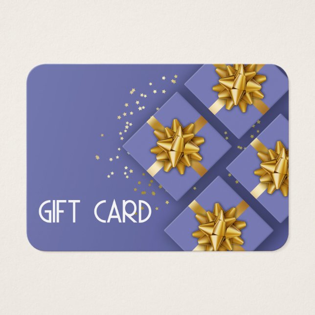 Festividad moderna Gold Bow Blue Gift Box Tarjeta  (Frente)