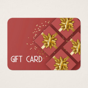 Festividad moderna Gold Bow Red Gift Box Tarjeta d