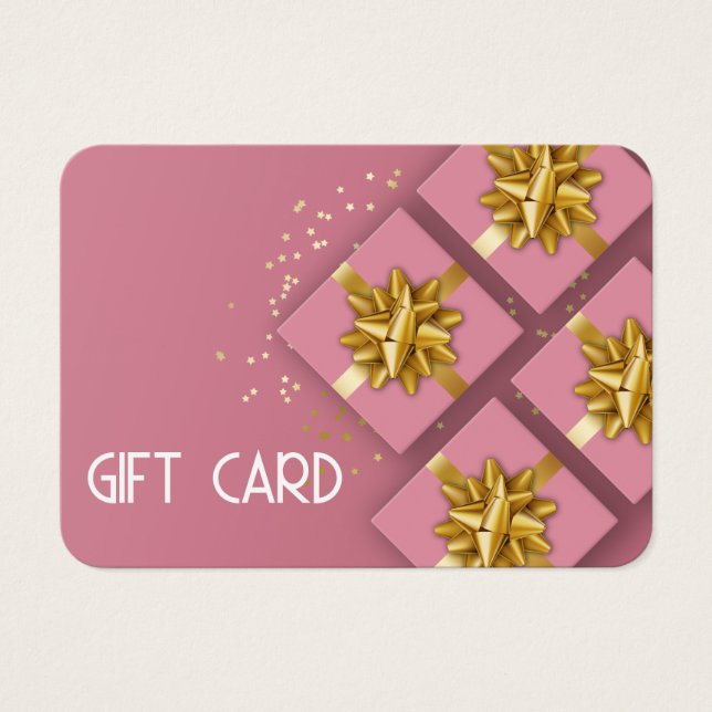 Festividad Moderna Gold Bow Tarjeta de regalo rosa (Frente)