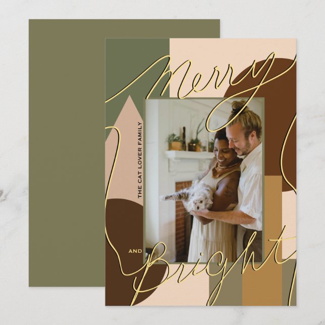 Festividad moderna Merry Bright Earth Tonts Photo  (Anverso / Reverso)