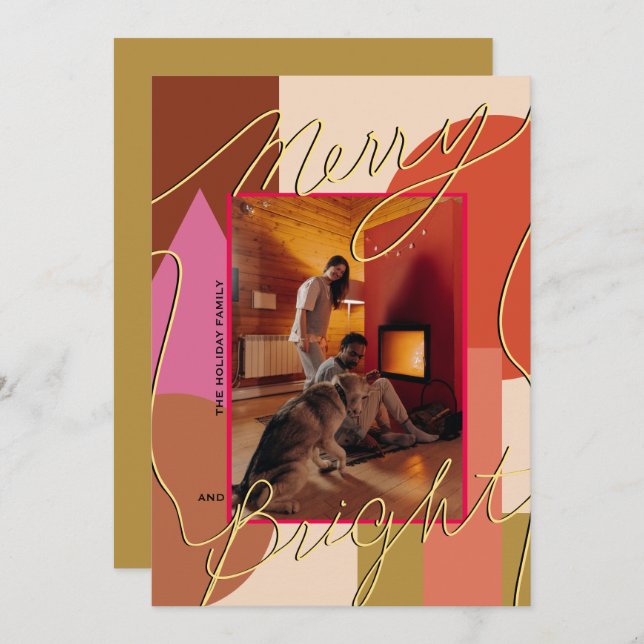 Festividad moderna Merry brillante tu foto geométr (Anverso / Reverso)