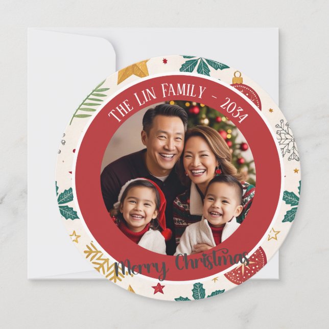 Festividad Navidad Tarjeta fotográfica de feriado  (Anverso)