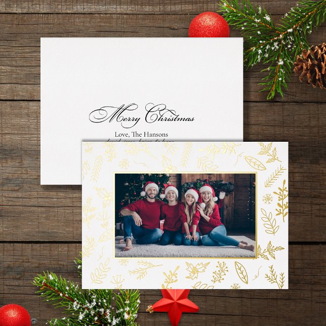Festividad Navidades de oro blanco tarjeta de foto (Subido por el creador)