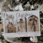 Festividad navideña moderna arca foto tarjetas de<br><div class="desc">Esta tarjeta de vacaciones presenta una hermosa fuente caligráfica emparejada con un simple tipo de letra sans serif. Esta magnífica tarjeta de Navidades minimalista moderna permite que tres secciones separadas suban tus propias fotos perfectas al tipo de letra.</div>