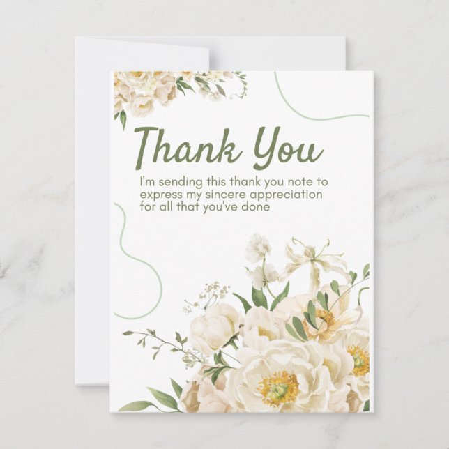 Festividad Orgánica Verde Floral Tarjeta de agrade (Anverso)