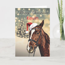 Festividad personalizada Tarjeta de caballo navide