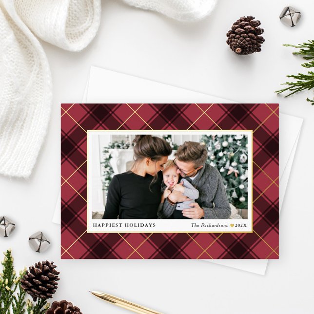 Festividad Red y Oro Tartan Plaid Photo (Subido por el creador)