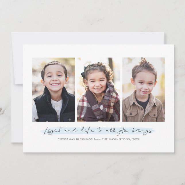 Festividad religiosa tarjeta de tres fotos (Anverso)