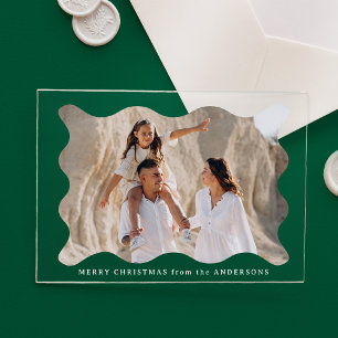 Festividad Retro Wavy Frame Holiday Tarjeta fotogr
