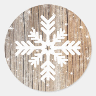 Festividad Rústica Snowflake Merry Winter Pegatina